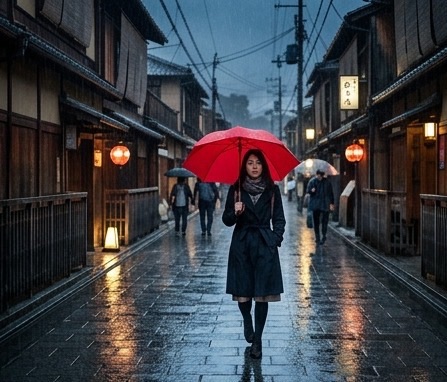 雨の街に浮かぶ赤い傘――なぜ人はその一瞬を映画のように感じるのか